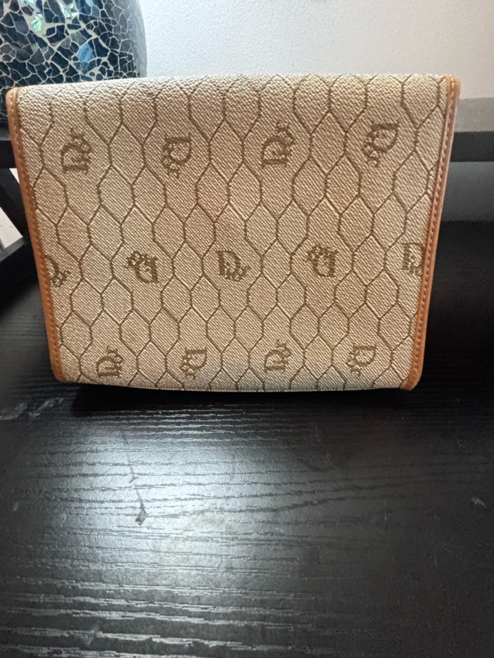 Pristine Vintage Christian Dior Honeycomb Canvas Convertible Clutch/Crossbody - Picture 2 of 10